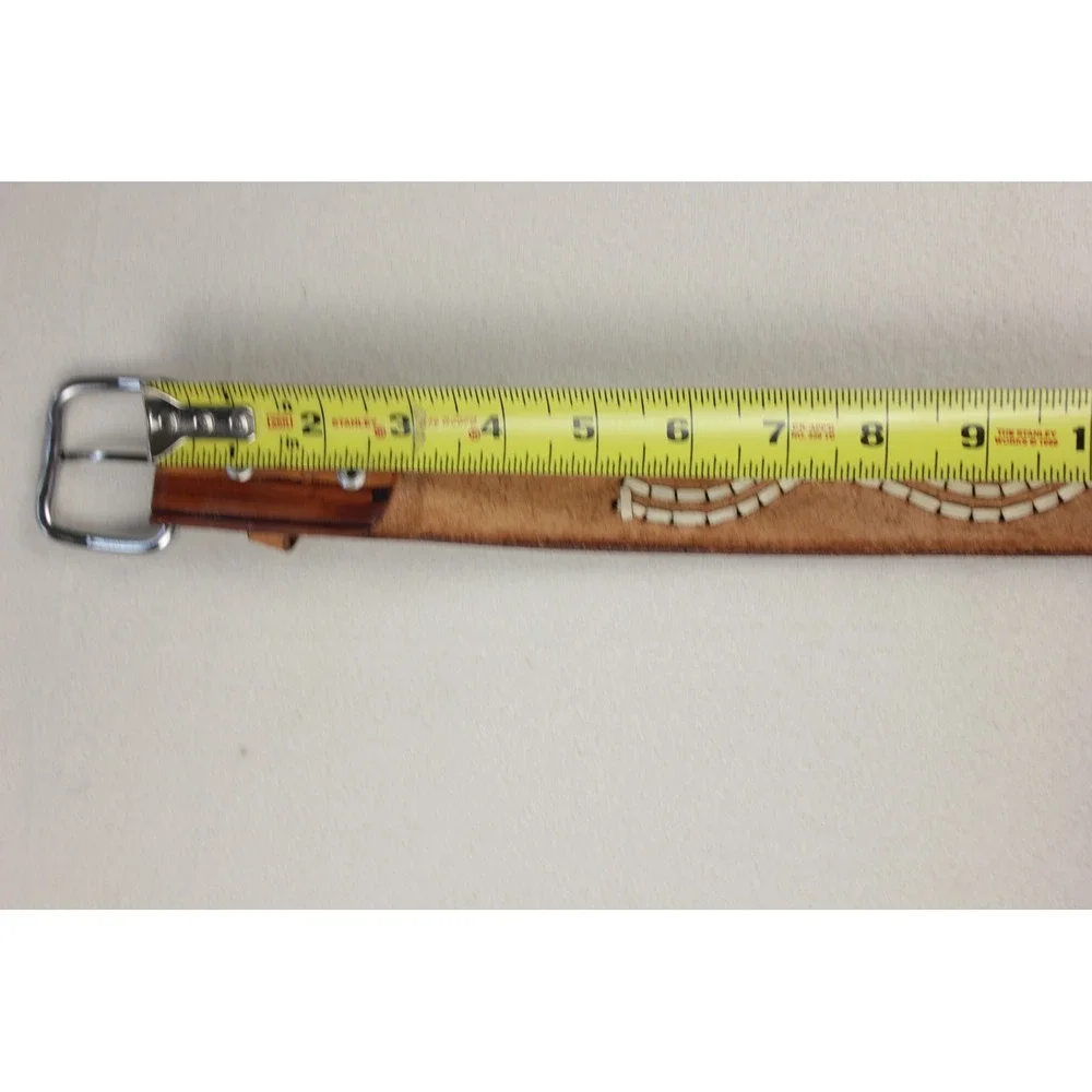 Western Leather Belt Stamped Embossed Braided 1.5